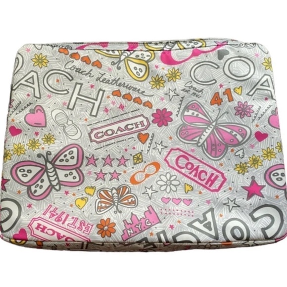EUC Like new Authentic Coach Poppy Bandana Graffiti Butterfly Laptop Bag - Picture 3 of 8